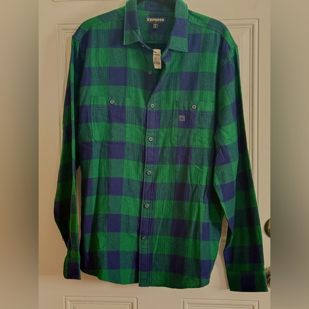 Men's XL NEW Classic Plaid Flannel Shirt Express